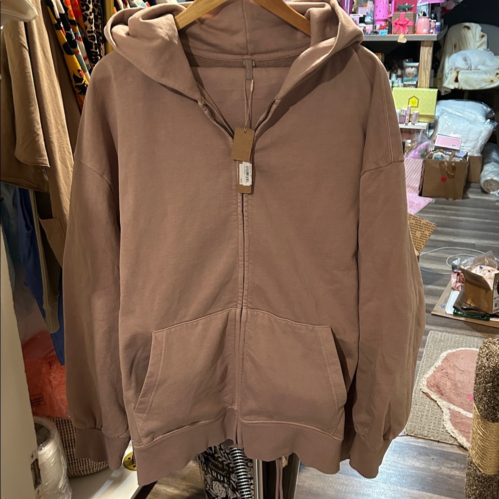 NWT SKIMS Oversized Fleece Hoodie Color Light Fawn - Picture 9 of 12